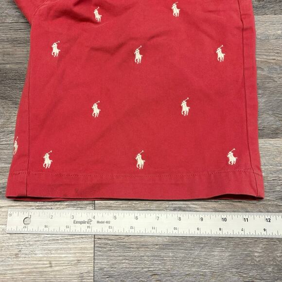 Vintage 90s Y2K Polo Ralph Lauren Red‎ Embroidered Pony AOP Mens 31 Tyler Shorts - Picture 11 of 12